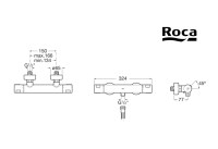 MEDIDAS TERMOSTATICA DUCHA T-500 ROCA